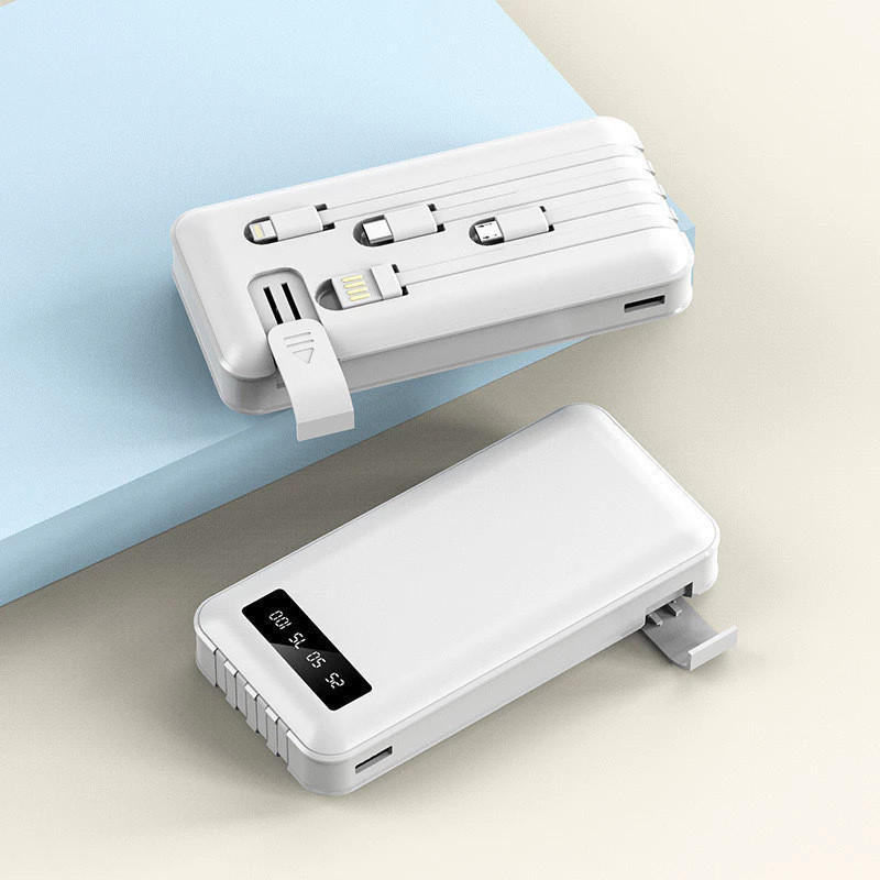 Power Bank Portátil 20000mAh com 4 Cabos Carregador Universal para Celular, Mundial FLASH