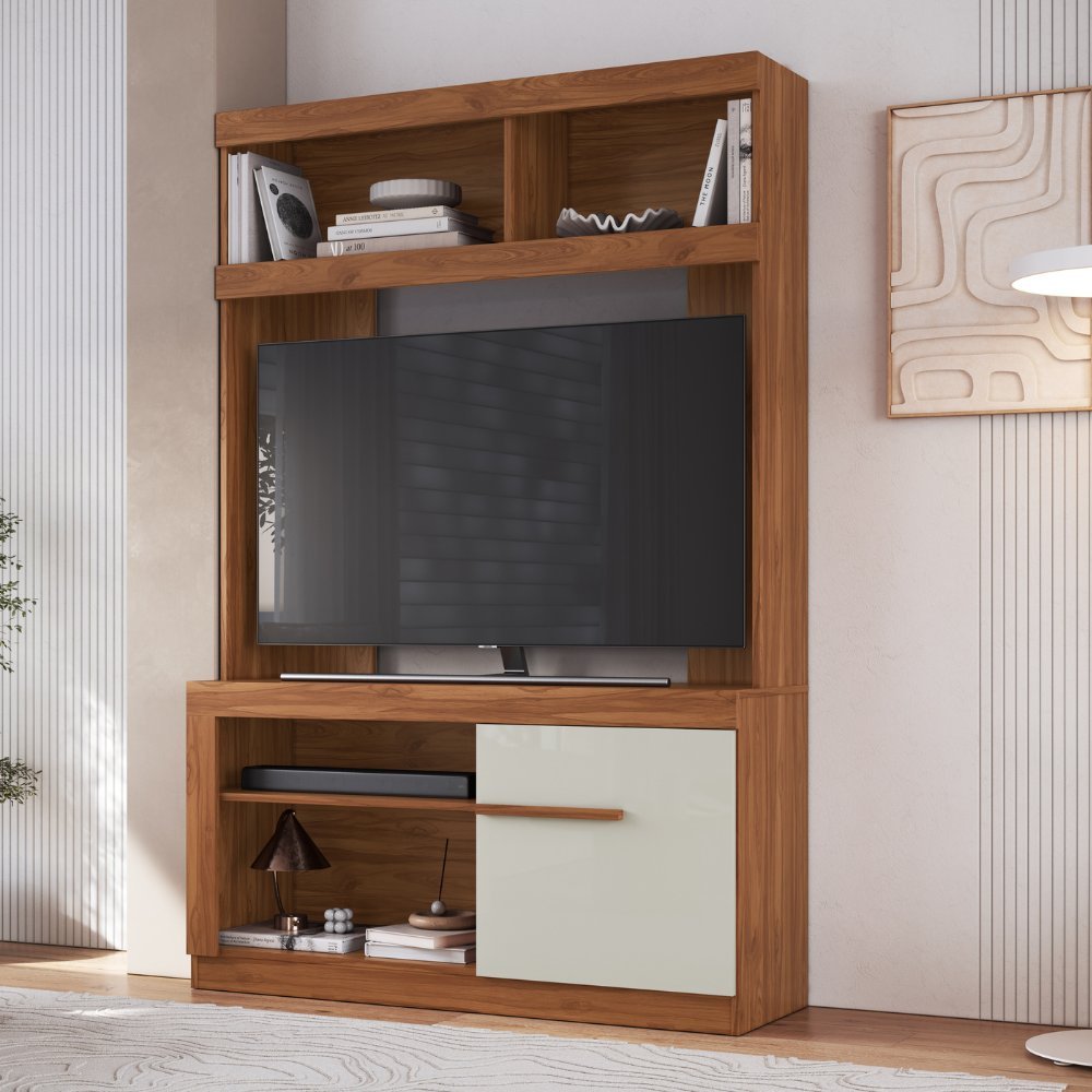 Estante para TV e Home Theater até 49 Polegadas 120,1 x 180cm 1 Porta Marrom