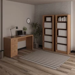Conjunto 3 Peças com Escrivaninha 3 Gavetas e 2 Estantes Livreiros Espresso Móveis Marrom Amêndoa