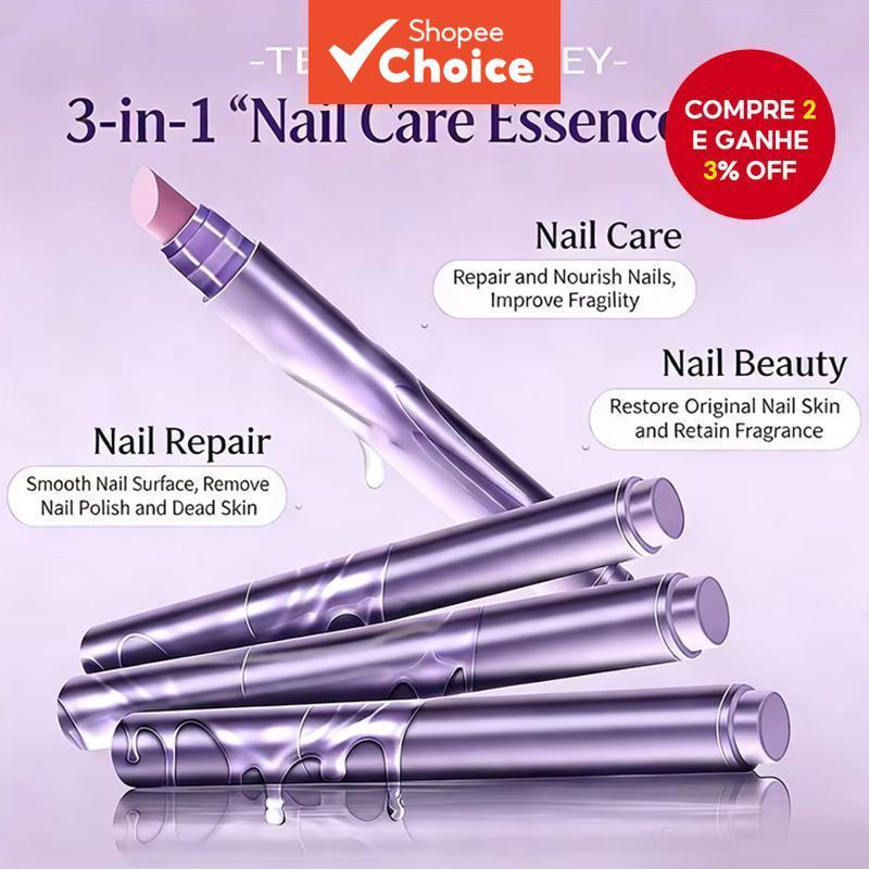  Caneta 3 em 1 de Cutículas com Nutrientes, Removedor de Cutículas e Óleo para Unhas com Ponta de Cerâmica para Cuidados