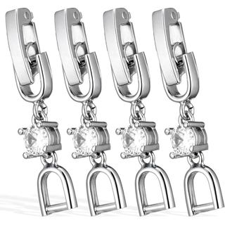 Jeffdad 4 Peças Extensor de Pulseira Prateado, Fecho Extensor de Colar Dobrável, Fecho Empilhador de Colar, Clipe Dobráv