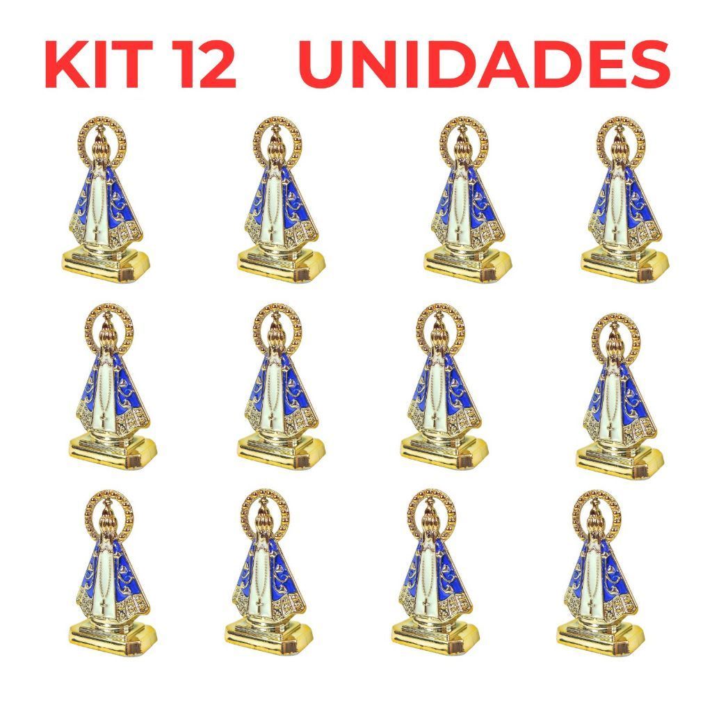 KIT 5/12 Santinha Enfeite de Carro Nossa Senhora Aparecida Imagem Santa Coroa Painel Carro Mesa