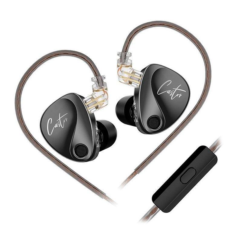 Fone de Ouvido KZ Castor, Com Microfone, Preto, KZ-CASTM-BK