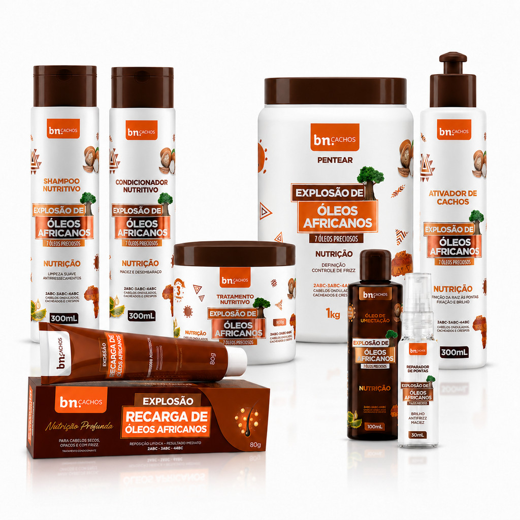 Kit bn.Cachos Linha Óleos Africanos com recarga