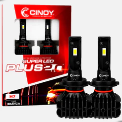 Kit Par Lâmpadas Super LED Plus 2D H7 Cinoy 6000LM 6500K 12V Luz Branca para Farol Automotivo com Reatores