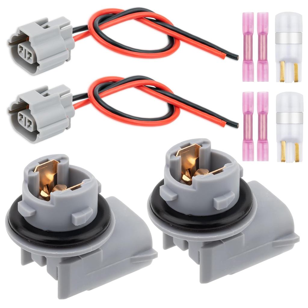 2 Peças de Soquete de Lâmpada para Luz de Placa Traseira com Conector de Fio Pigtail e Lâmpada, Compatível com Toyota Tu