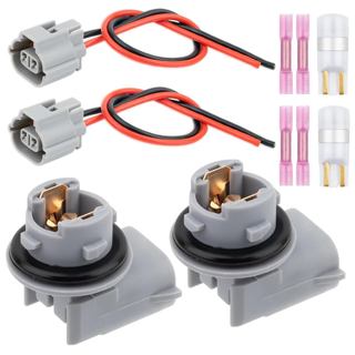 2 Peças de Soquete de Lâmpada para Luz de Placa Traseira com Conector de Fio Pigtail e Lâmpada, Compatível com Toyota Tu