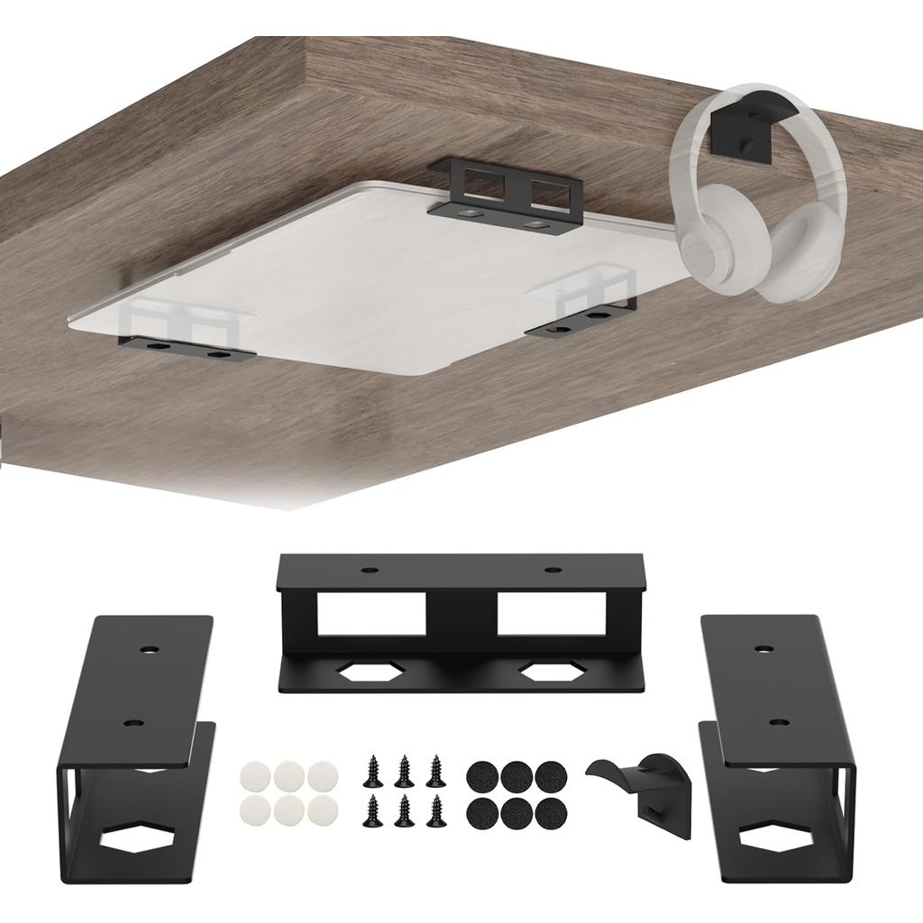 Suporte de Metal para Laptop Sob a Mesa com Almofadas Anti-Risco Compatível com 