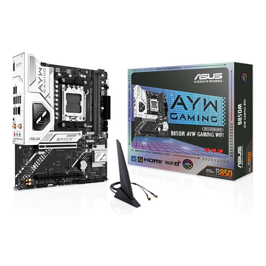 Placa-Mãe ASUS AYW Gaming B850M AM5 mATX DDR5 M.2 HDMI Wi-Fi - REEMBALADO