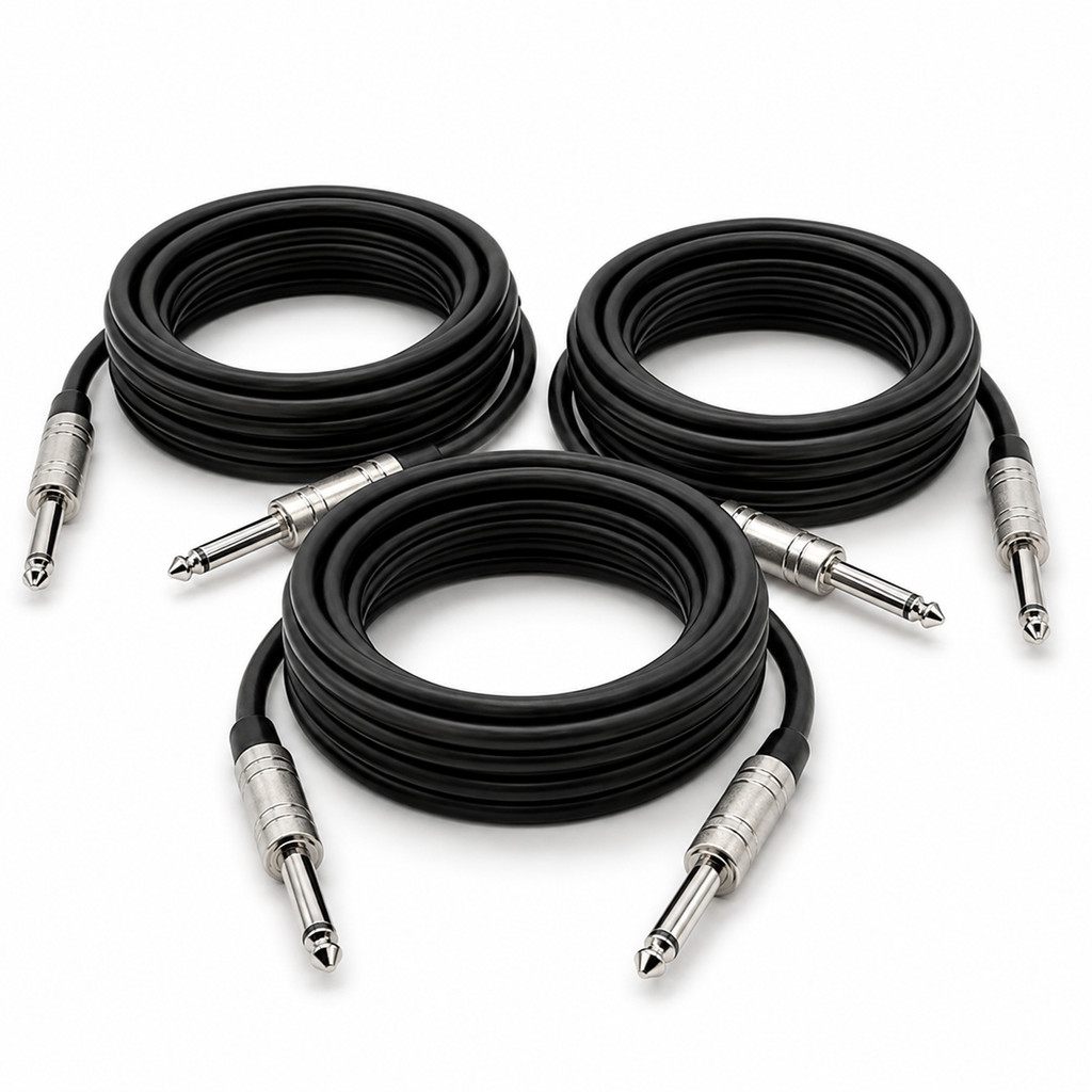 Kit 3 Cabo P10 P10 Mono Guitarra Violão Baixo Cavaquinho Caixa Som Amplificador 3 Metros Premium