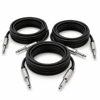 Kit 3 Cabo P10 P10 Mono Guitarra Violão Baixo Cavaquinho Caixa Som Amplificador 3 Metros Premium