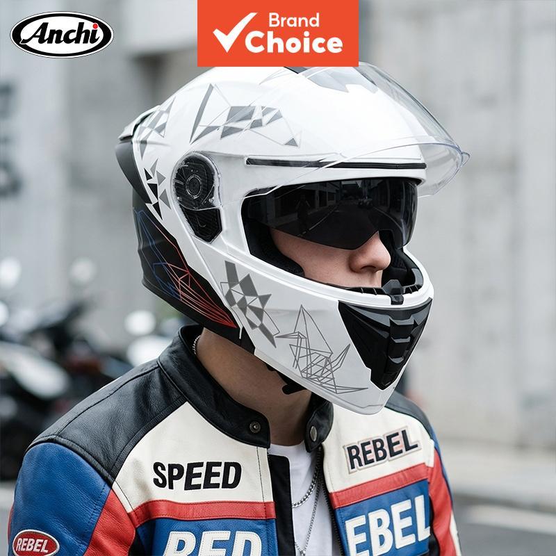 Capacete de moto modular com viseira dupla unissex, integral para todas as estações