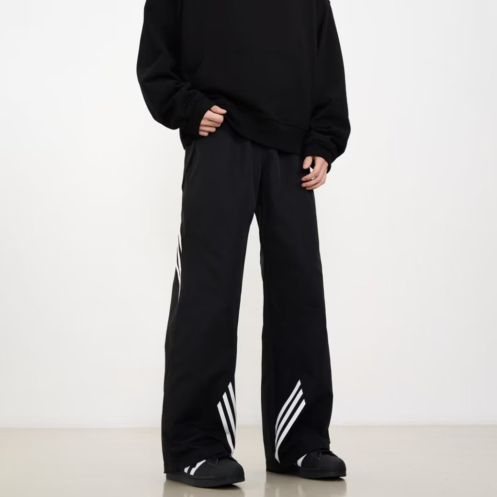 High Street Preto Calças Esportivas Mulheres Calças Paraquedistas Soltas Mais Finas Look Calças Casuais Retas
