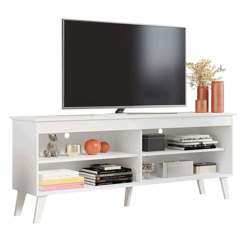 Rack para TV até 55 Polegadas Madesa 6997 com 4 Nichos Branco PO