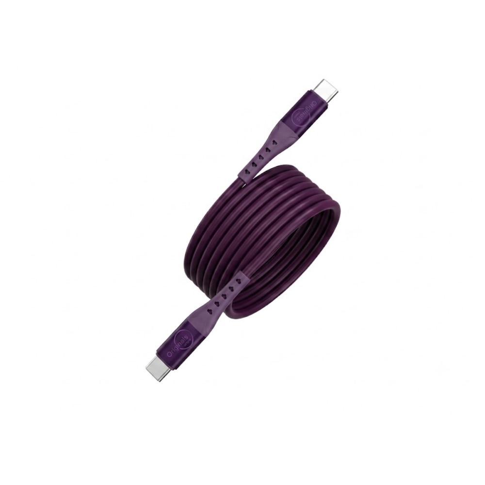 Cabo Magnético USB-C 1,2m, Silicone, Originais iPlace, Roxo