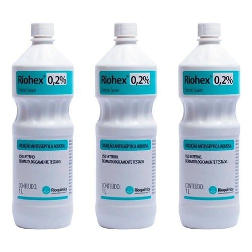 Kit C/3 Riohex 0,2% Solução Aquosa Dermo Suave 1L