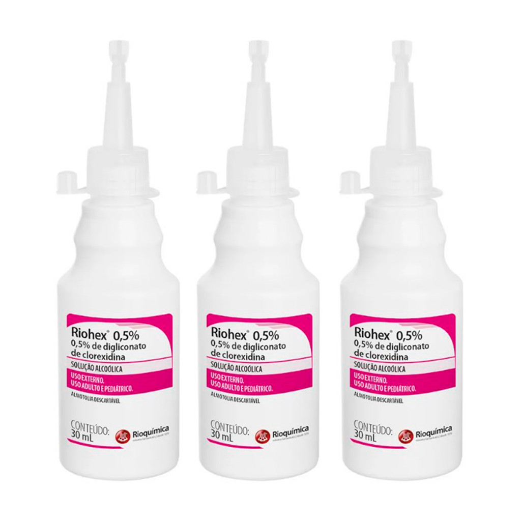 Kit C/3 Riohex 0,5% 100 Ml Solução Alcoolica