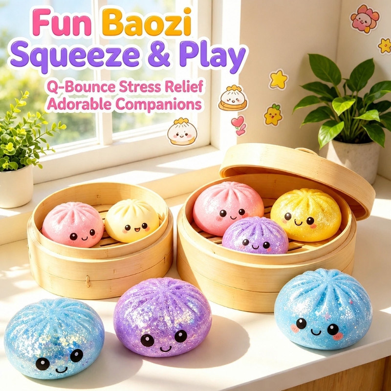 [Ease Anxiety Quickly] BUY 1 TAKE 1 Glitter Bao Bun Squishy Toy/Soft Squeeze/Stress Relief/Anxiety Toy