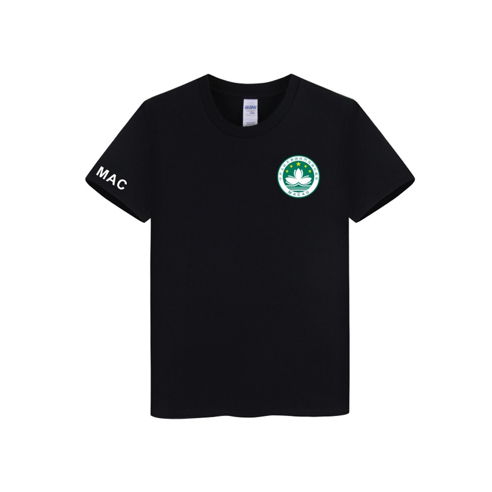 Macau Equipe Uniforme Esportes Ao Ar Livre Lazer Puro Algodão Manga Curta Em Torno Do Pescoço Camiseta Verão Unifo