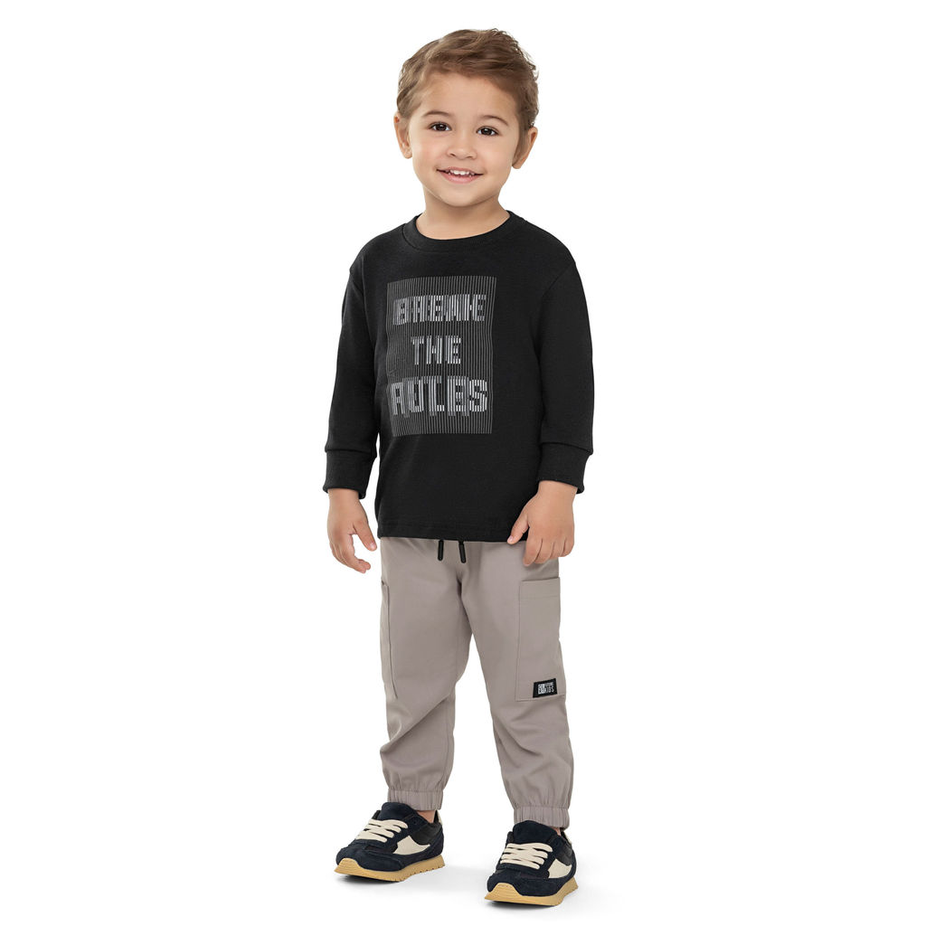 Conjunto Infantil Menino Suedine Relevo Colorittá Preto