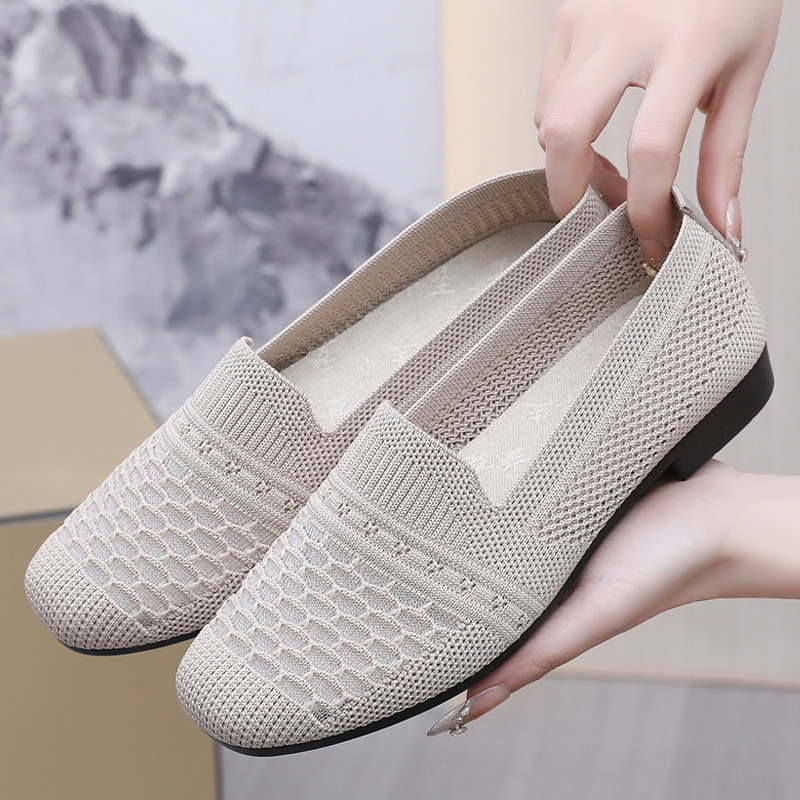 Sapatos femininos de verão velhos sapatos de pano de pequim sapatos de rede femininos malha mãe sapatos planos sola maci