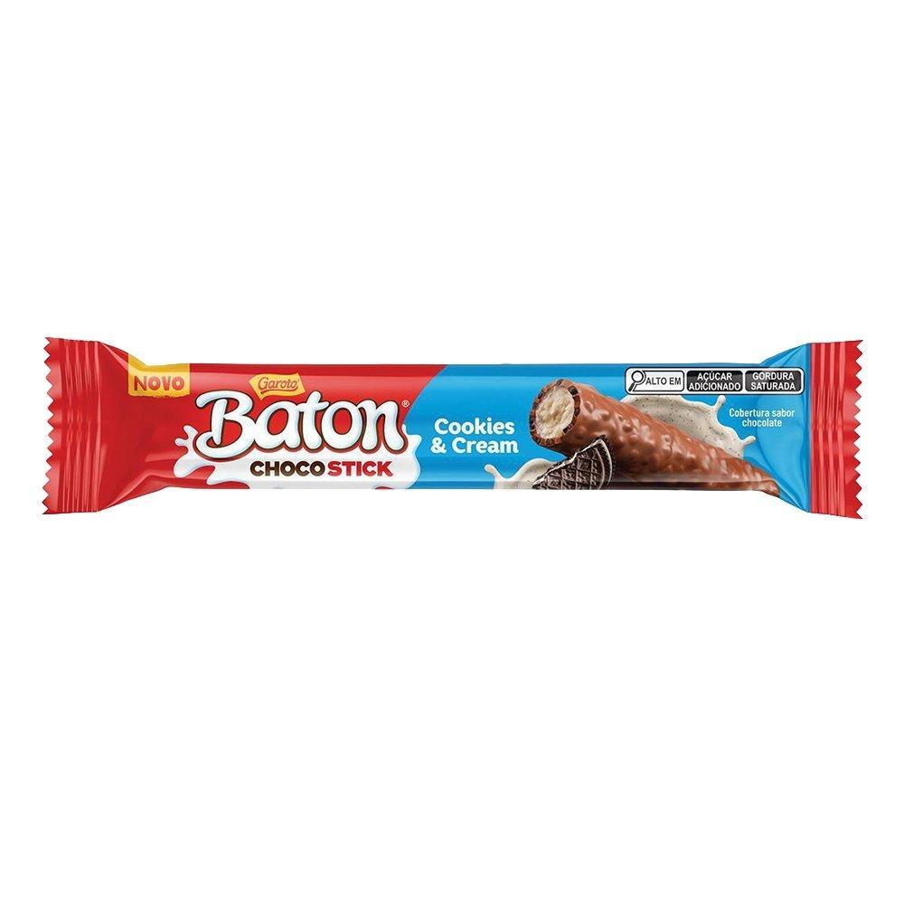 Chocolate Garoto ChocoStick Baton Cookies & Cream 26g - Embalagem com 12 Unidades