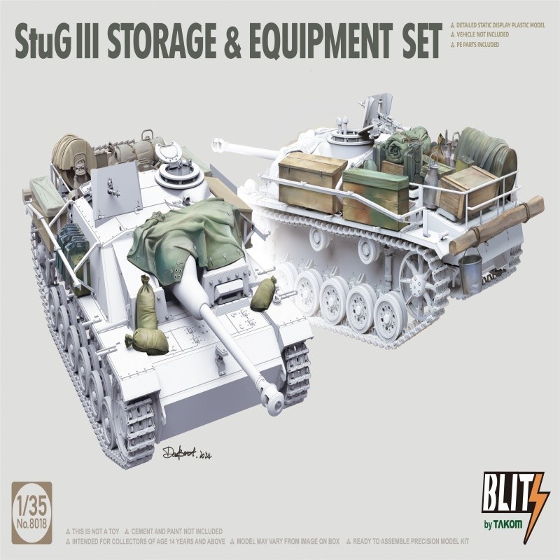kit De Modelo De Conjunto De Armazenamento E Equipamentos TAKOM 8018 1/35 StuG III