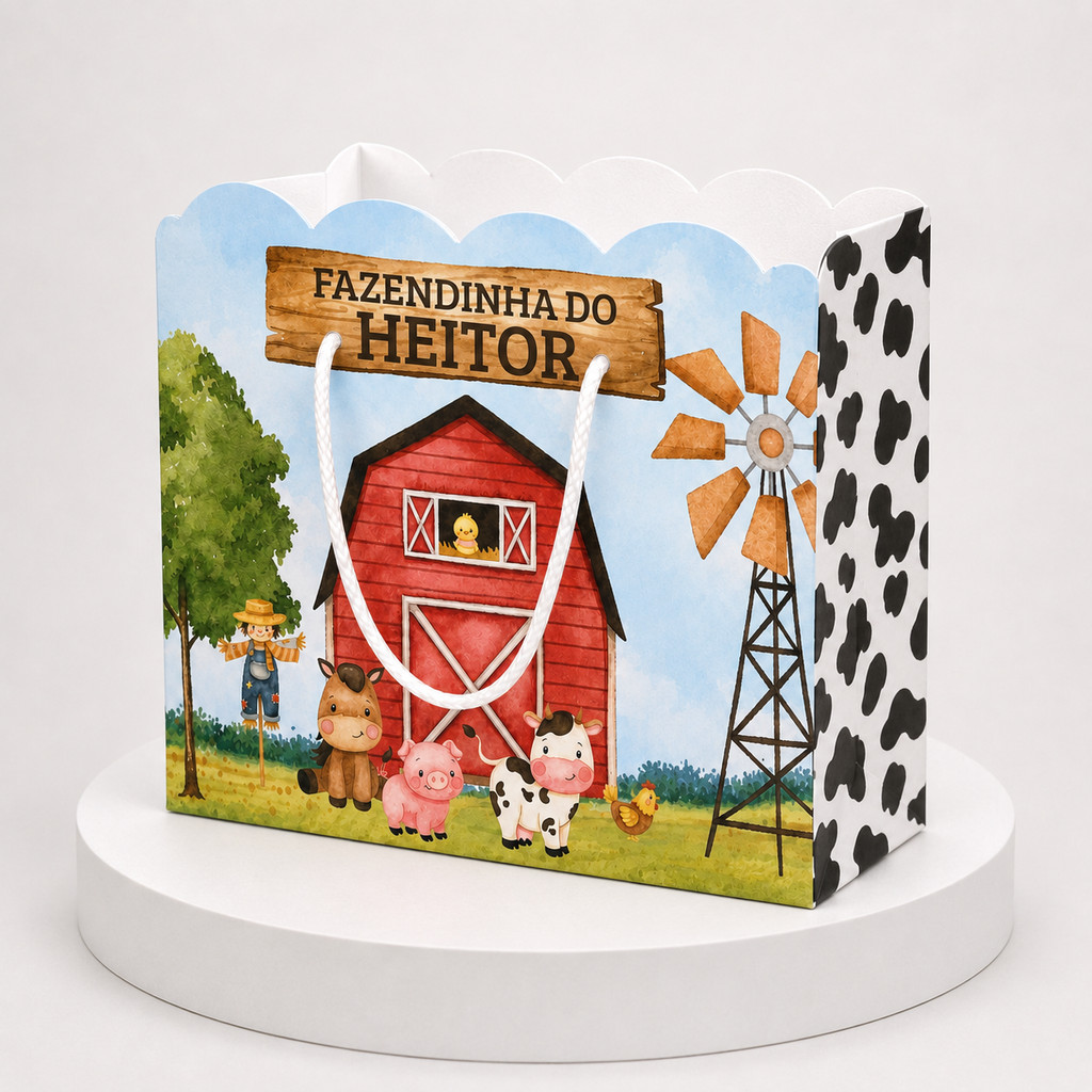 Sacolinha Personalizada Para Festa aniversário Fazendinha Sacolinha Surpresa Pegue e Monte Lembrancinhas
