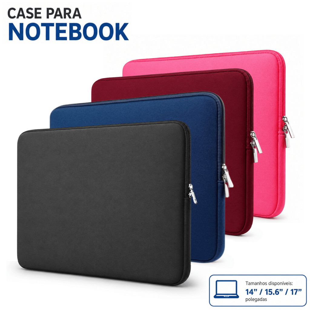 eCapa Case Pasta Notebook Proteção 14" 15.6" 17" Macbook Lenovo Samsung Ultrabook