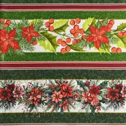 Tecido Tricoline Barrado Flor de Natal 02 100% Algodão 0,55 x 1,50mt