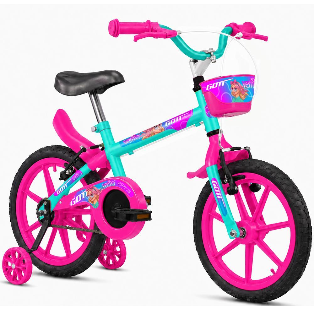 Imagem Bicicleta Aro 16 Infantil Gott Bike Com Cestinha Menina Com Rodinha Freio V Brake