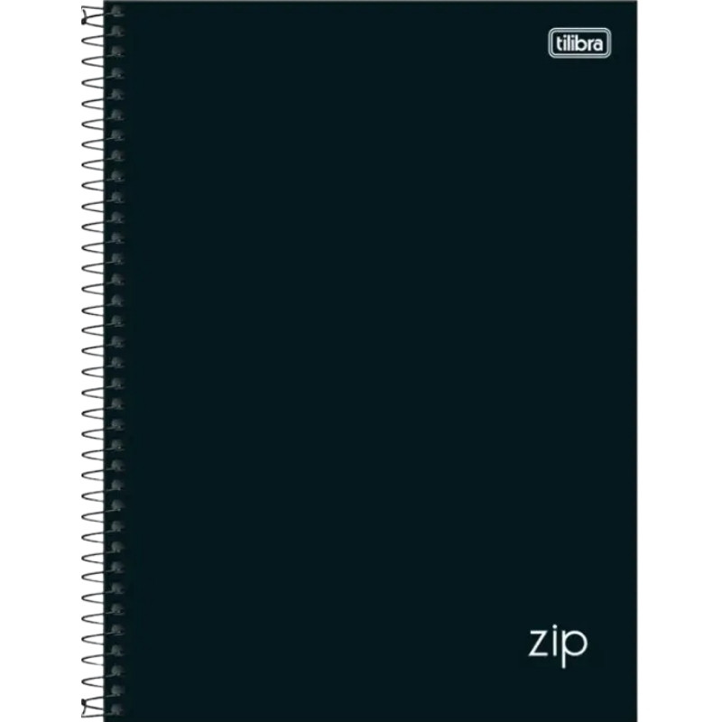 Caderno Espiral 10 Matérias Zip Preto 160 Folhas Universitário Capa Dura Tilibra | Escolar