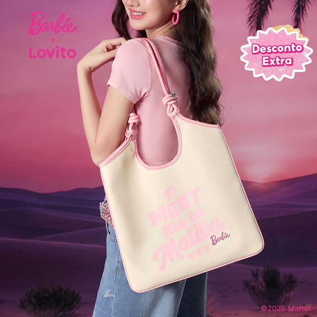 (New Arrival) Barbie™ X Lovito Bolsa Tote De Ombro Casual Em Pu Com Detalhes Con