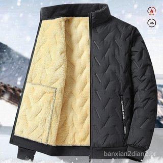 Jaqueta De Algodão Quente Com Zíper L-5XL Casaco De Lã Gola De Inverno Para Homens .