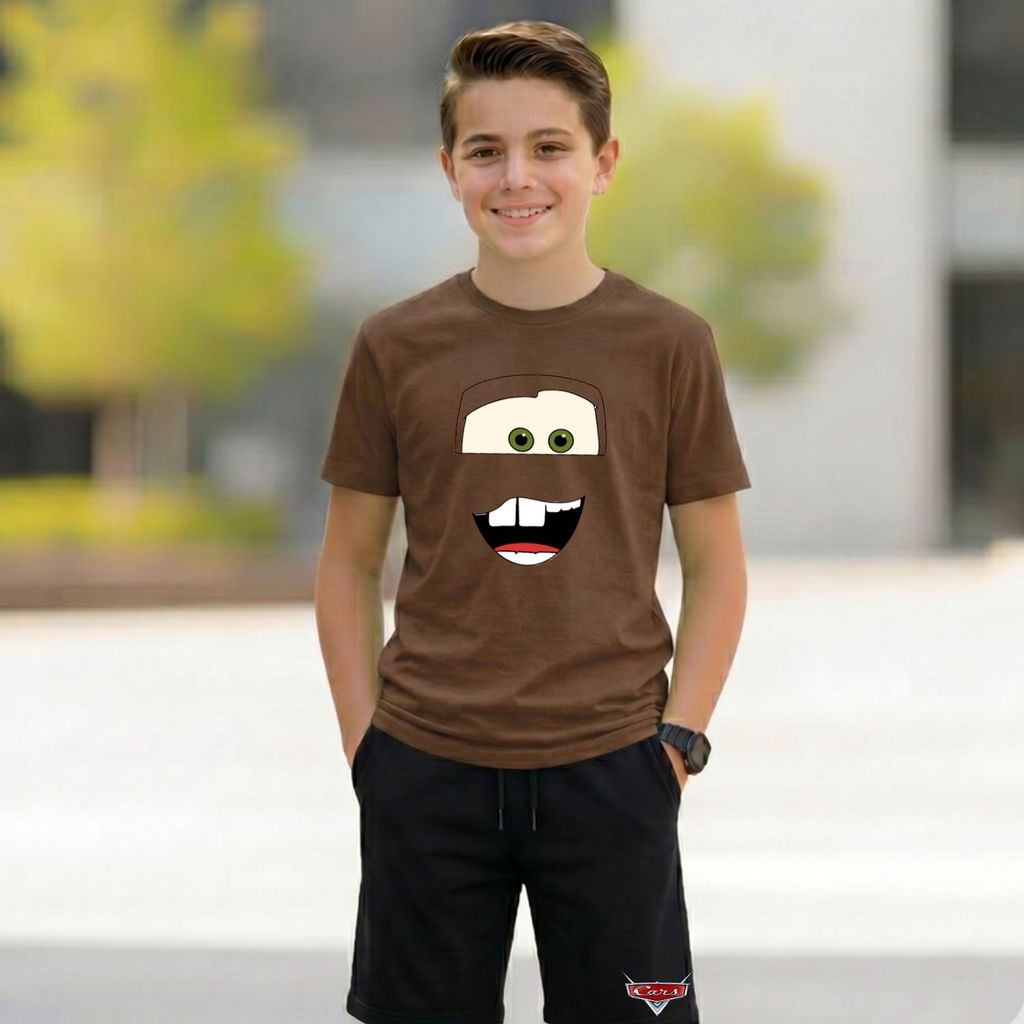 Conjunto Infantil Rosto Mater Camiseta e Short Moletinho Confortável Algodão Carros Presente Unissex Estiloso