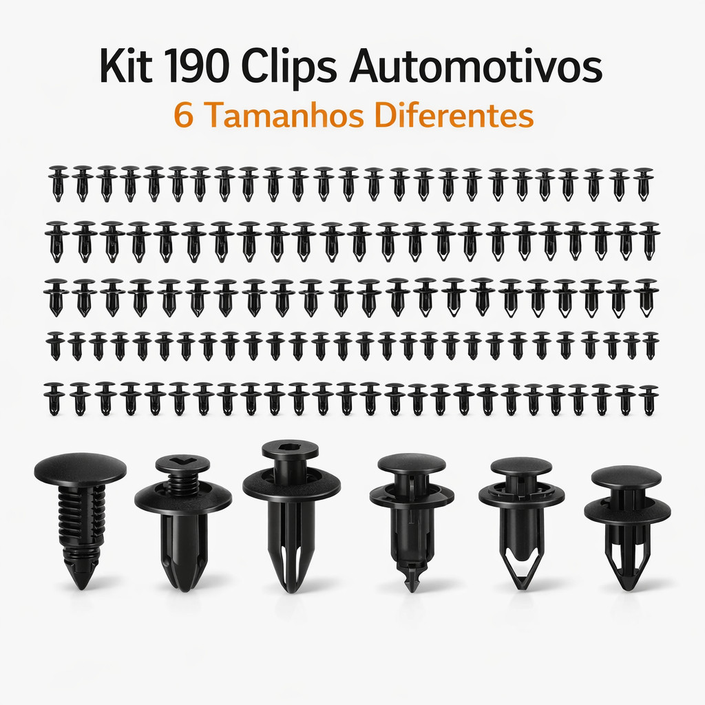 Kit 190 Peças Presilha Grampo Fixação Automotivo 6 Tamanhos Rebite Plástico Para-choque Carro Universal