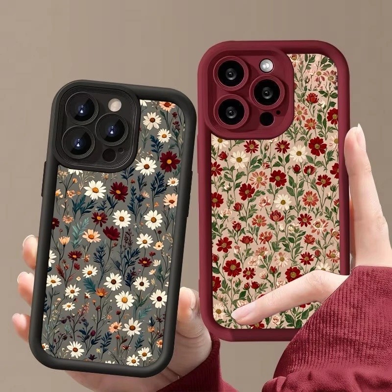 Capa Doce Floral De Tela Cheia Para Samsung Galaxy A27 A57 A37 A17 A07 A56 A26 A36 A55 A16 A54 A06 A35 A53 A05 A05S 5G T