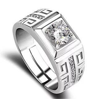 S925 prata esterlina casal anel masculino feminino estilo boca aberta ajustável simulação diamante anel de diamante na m