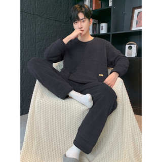 Pijamas de lã Coral masculino inverno forro de lã espessamento outono inverno inverno masculino juventude terno Homewear