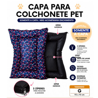Capa Para Colchonete Pet Cachorro Gato G 93x70cm Com Zíper Lavavel