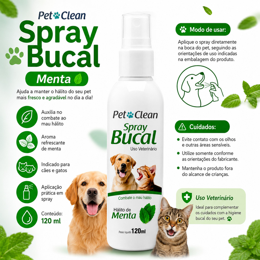 Spray Para Hálito Cães e Gatos Spray Bucal Anti Hálito Para Pet Morango Menta Tutti Frutti 120ml · foto 2