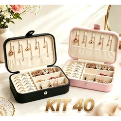 KIT 40 Estojo Porta Joia Duplo com 2 Repartimentos Organizador De Joias