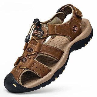 Sandálias de Verão Masculinas Anticolisão para Caminhadas ao Ar Livre, Sapatos Casuais de Couro LT3O C5VD
