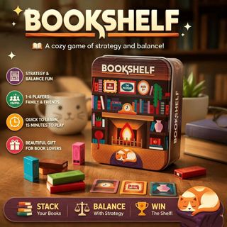 Alley Cat Games Estante Jogo De Tabuleiro Cooperativo , Aconchegante De Empilhamento De Livros , Maiores De 8 Anos , 2 A