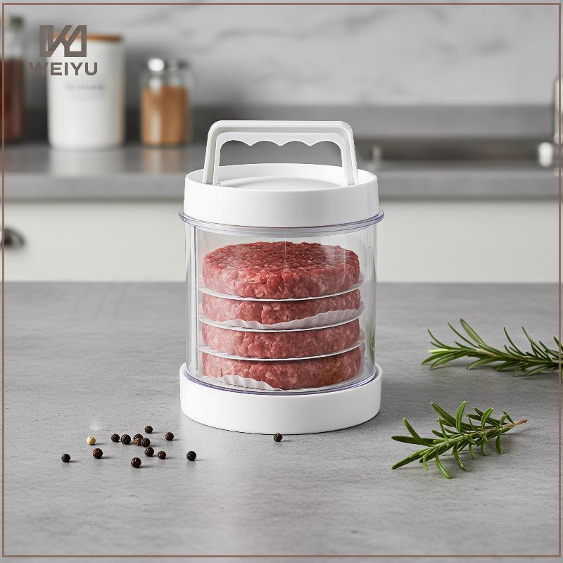 WEIYU Multi-Camada Hambúrguer Patty Maker Com Recipiente De Armazenamento , Molde De Imprensa De Carne Não Sti , Caixa D