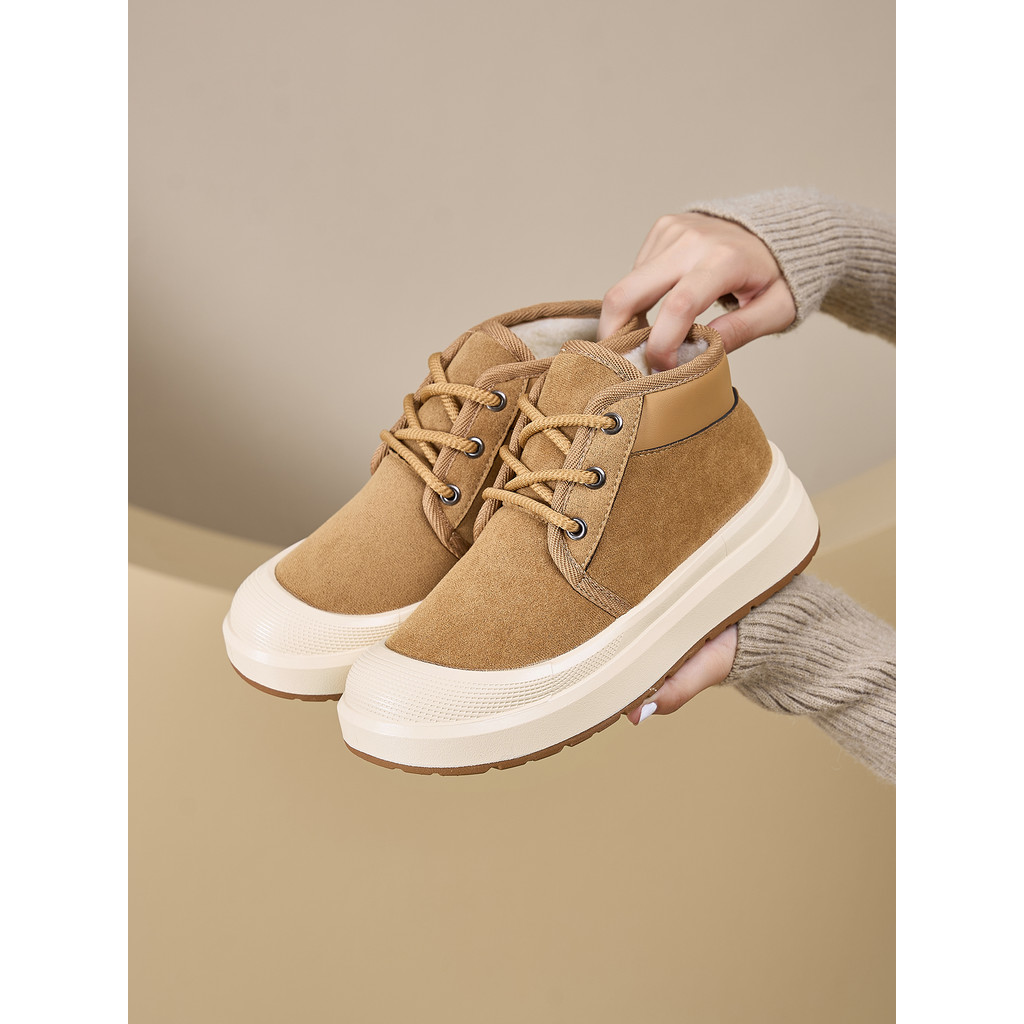 Sapatos femininos inverno engrossado Martin botas 2025 inverno novo estilo lã moda botas de neve velo engrossado botas d