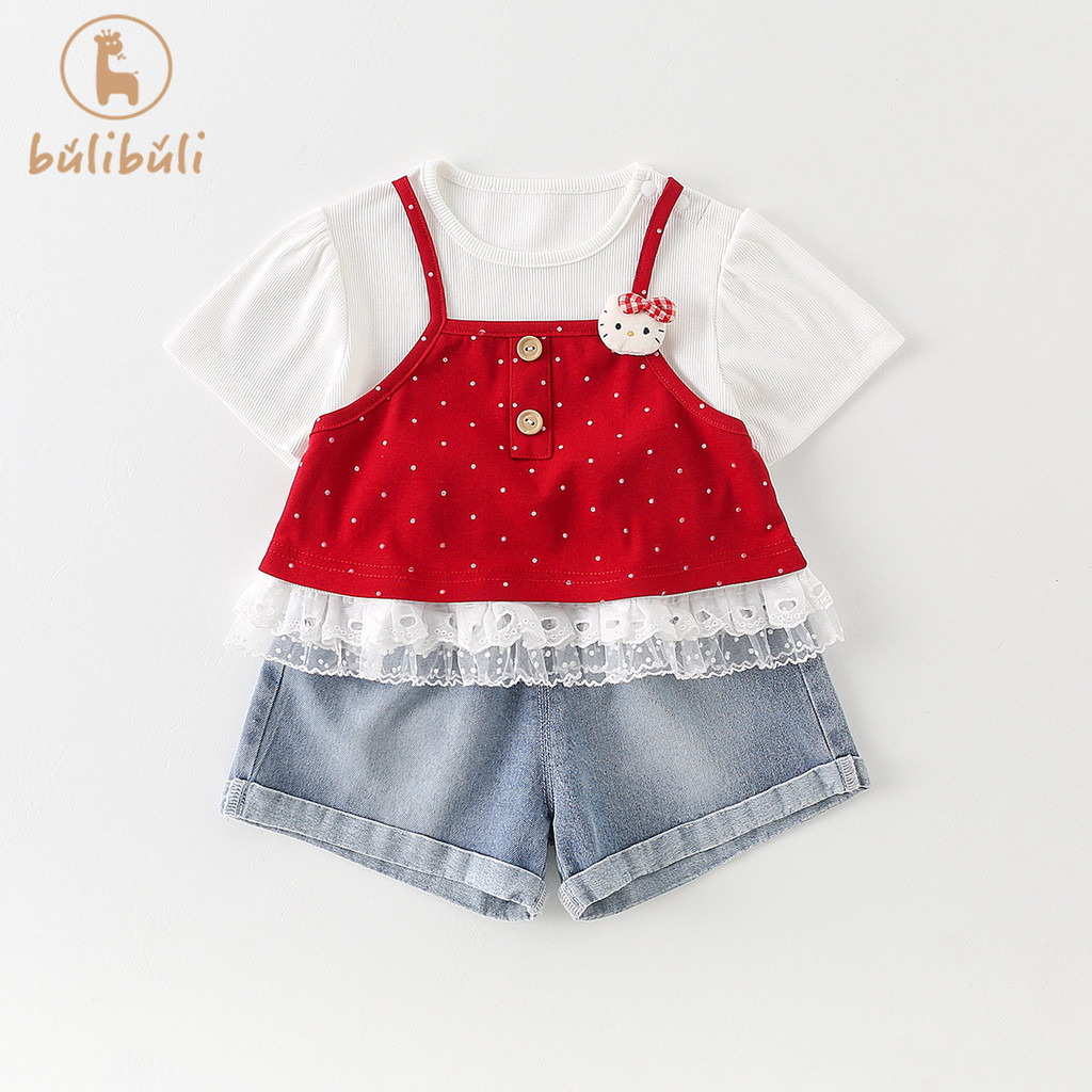 Meninas terno roupas de verão 2026 novo estilo bebê menina moda topo Denim Shorts roupas de verão terno de dua