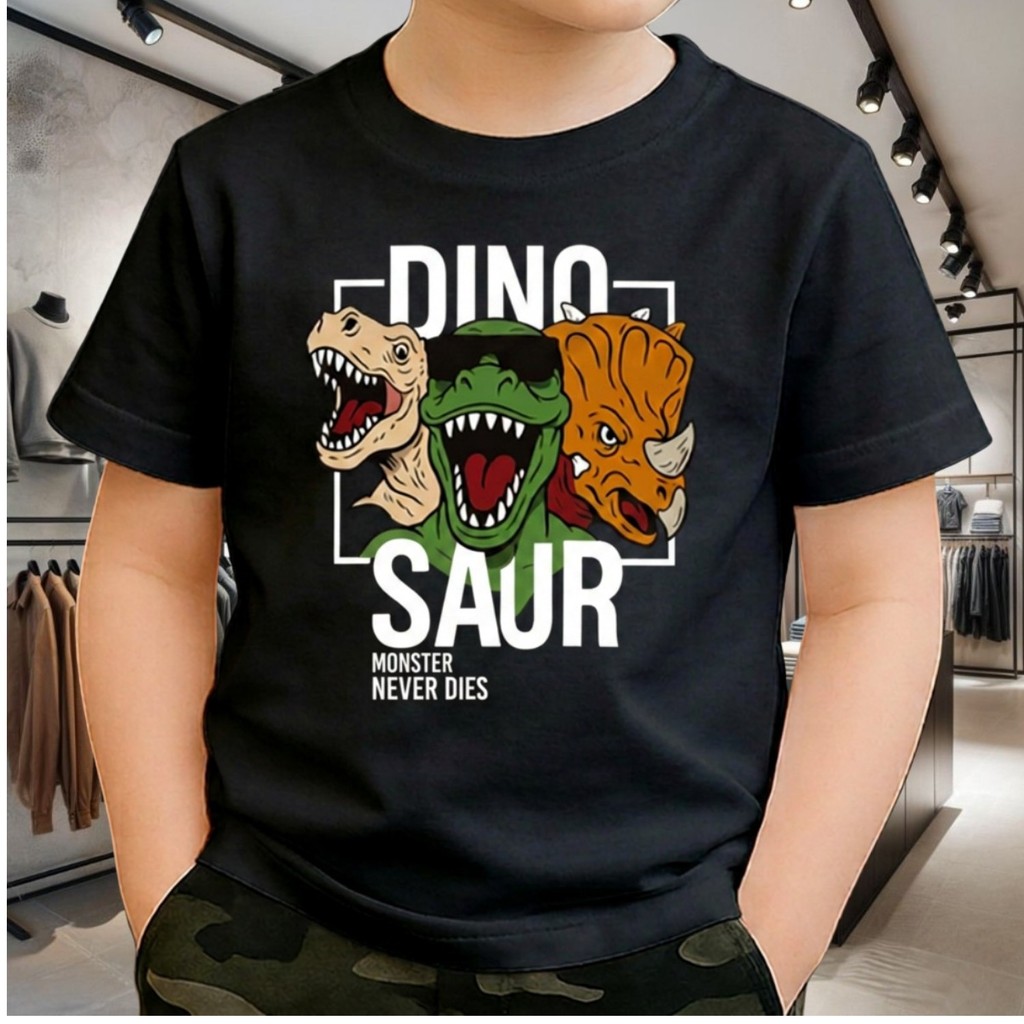 Camiseta Infantil Masculina Dinossauros Estampada 100% Algodão dinos premium