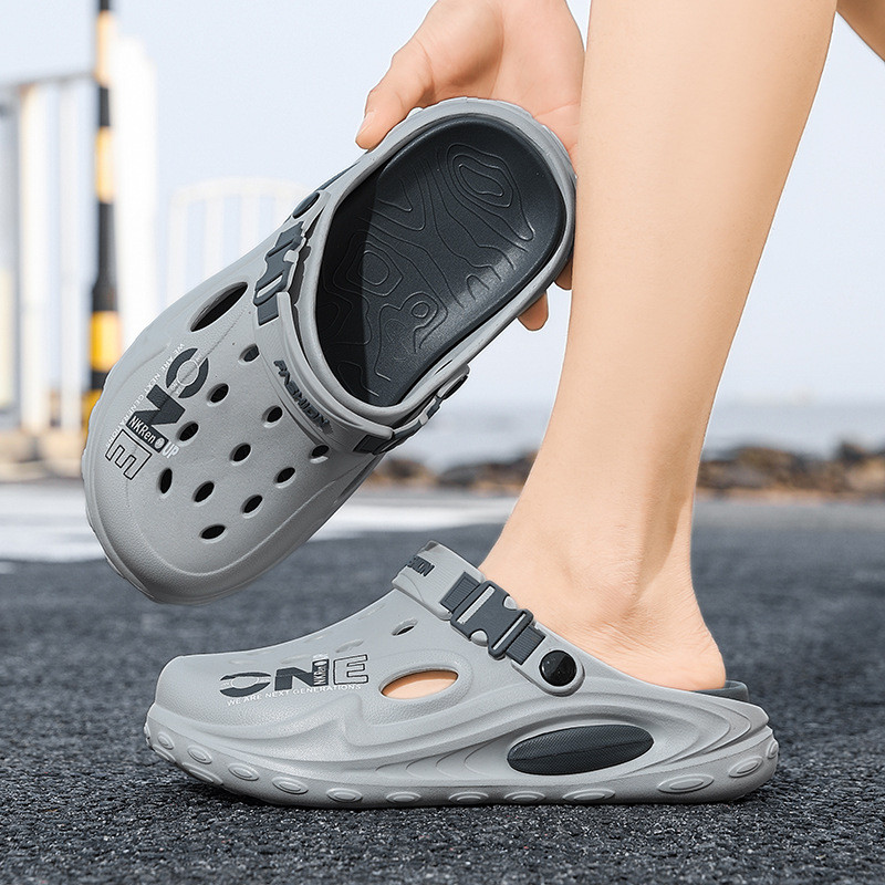 2025 buracos sapatos masculinos de sola grossa antiderrapante verão exterior usar sandálias de praia juventude na moda d