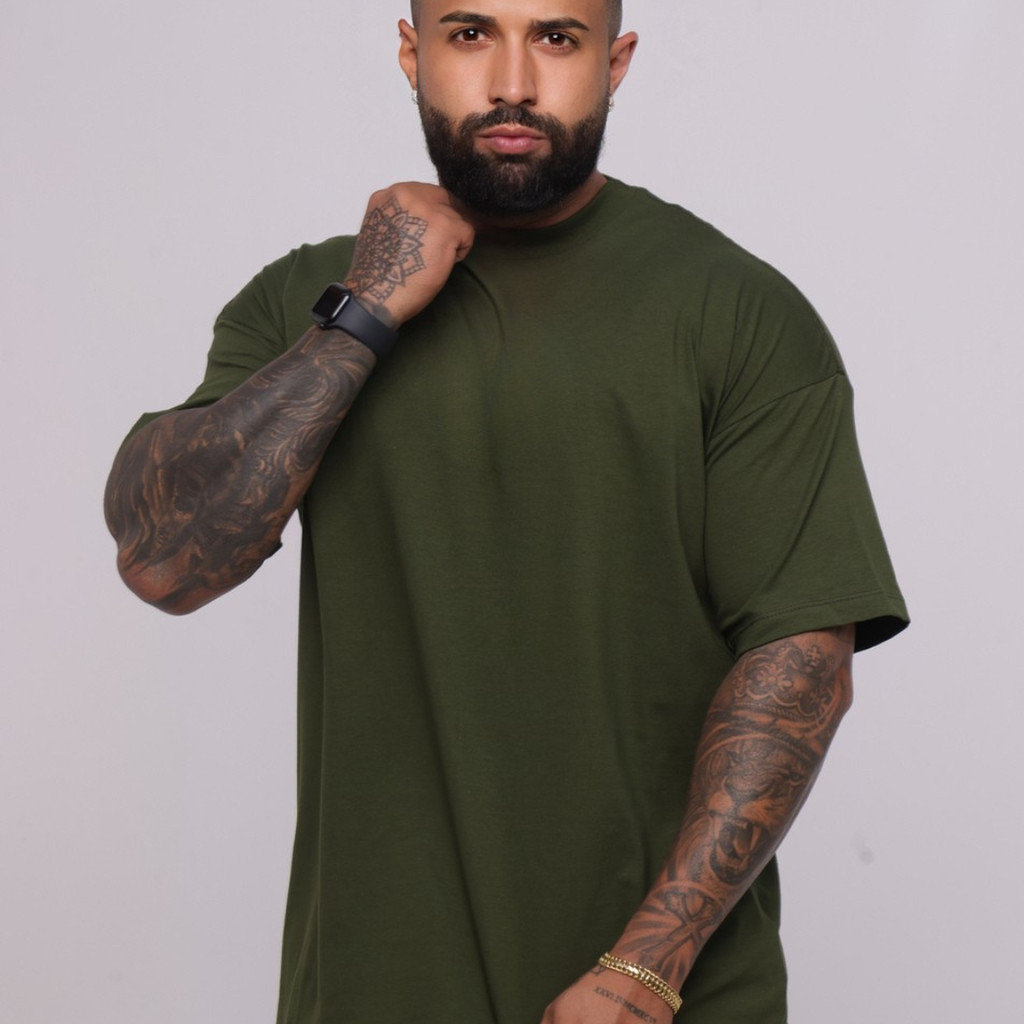 Camiseta Oversized Básica Algodão com Elastano Premium Lisa Streetwear